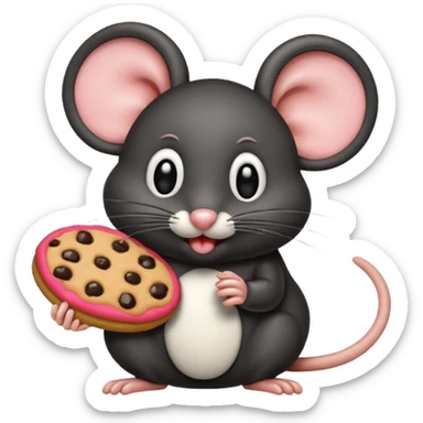 black mouse eating cookie sticker