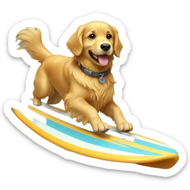 Golden retriever surfing sticker