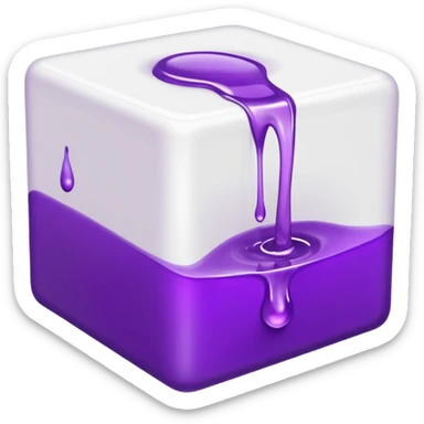 a white cub with purple liquid that is tipped over with the liquid slightly pouring out sticker