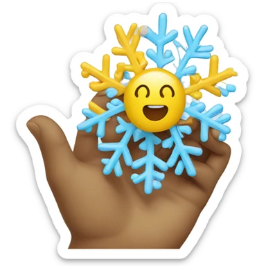Yellow google emoji holding a snowflake sticker