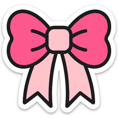 cute bow, pink and baby pink, color outline icon style sticker