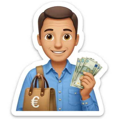 UNCLE WITH a bag of Euro MONEY sticker