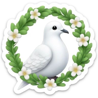 A dove with a green blooming peace wreath sticker
