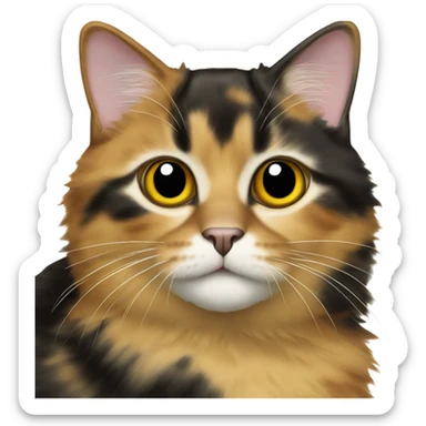 Tortoiseshell cat with yellow and black and white and is medium sticker