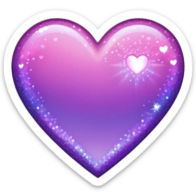 glitter heart, pink to purple ombre sticker