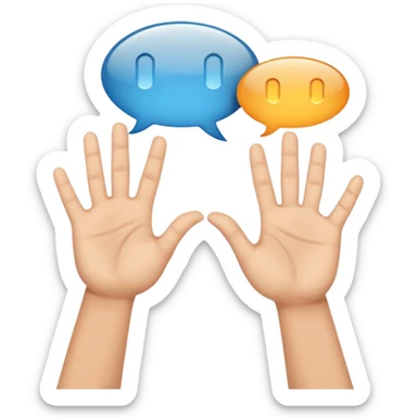 two hands forming a gesture in a speech bubble sticker