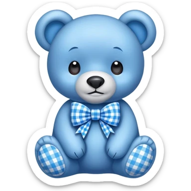 Oso azul con moño de cuadros azules sticker