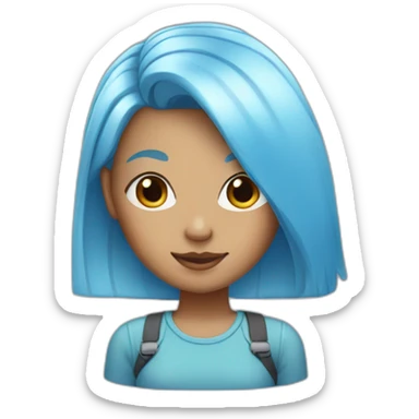 girl with light blue hairstyle sticker