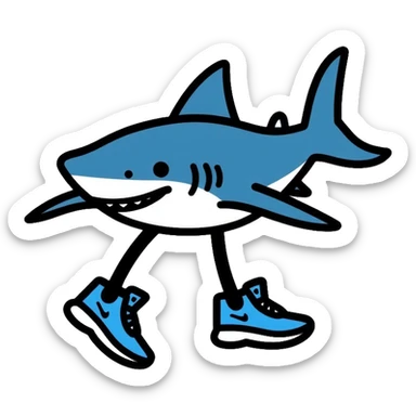 Shark with legs wearing blue Nike shoes sticker