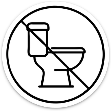 toilet with a circle and slash (no symbol) over it, universal prohibition sign sticker