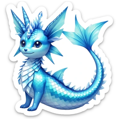 Shiny Exotic Colorful Vaporeon-Amaura-Aurorus-Fakémon-hybrid-creature (full body)  sticker