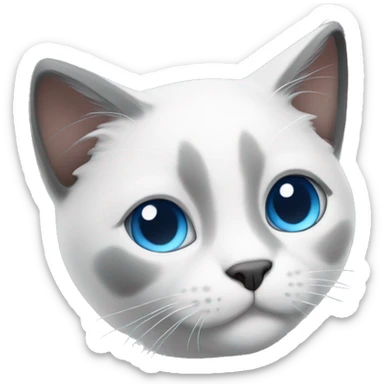 white/black/gray cat with blue eyes sticker