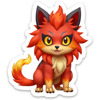 Zorua-Pyroar-Litten-Fakémon-hybrid-creature (full body)  sticker