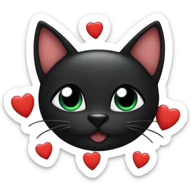 Black cat with hearts sticker
