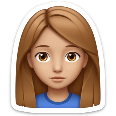 Fille châtain raie au milieu cheveux long et yeux marron et peau beige cheveux lisse pas de4iere les oreilles  sticker