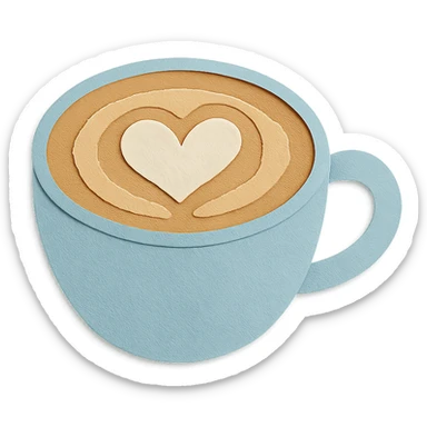latte art in a cup with latte art shaped like a heart, soft pastel colors sticker