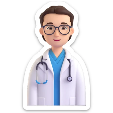 doctor, 3D emoji style, stethoscope, white coat sticker