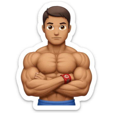 powerful and dynamic two veiny arms crossed emoji sticker