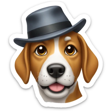 dog with hat and bone  sticker
