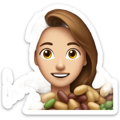 Brown haired woman obsessed with beans sticker