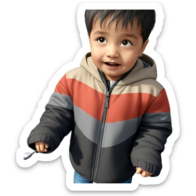 child on road with vehicle sticker