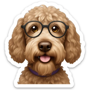 brown labradoodle wearing glasses sticker