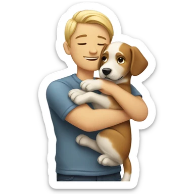 human hugging dog sticker