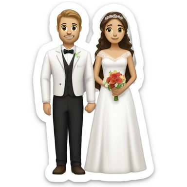 Mexican bride and white groom with brown hair sticker