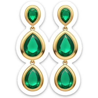 A pair of bold earrings in  rich emerald green, sleek modern design sticker