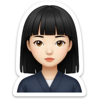 asian girl blunt fringe sticker
