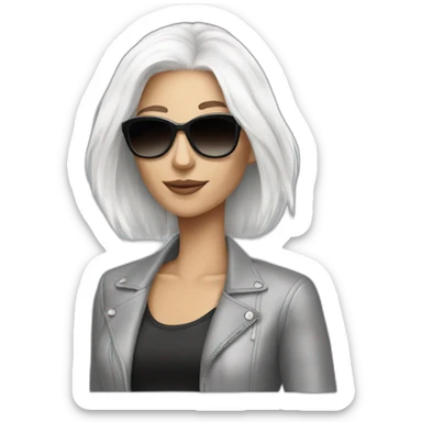 Fashion woman white hair sunglasses sticker