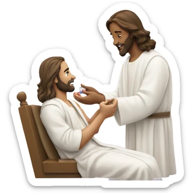 Jesus receiving a manicure sticker