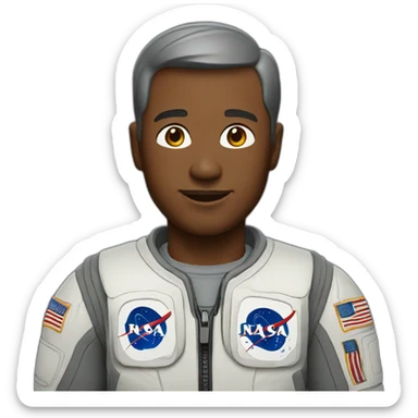 man with short hair with gray nasa t-shirt sticker