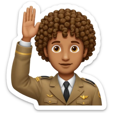 Curly head brown guy Salute  sticker