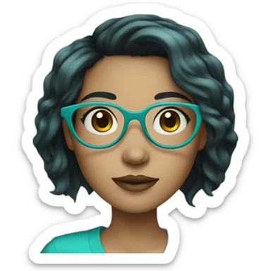 girl with glasses and turquoise black shaded hair sticker