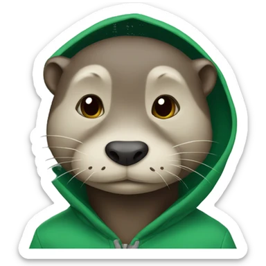 Otter wearing green hoodie sticker