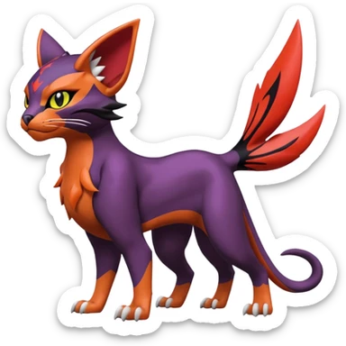 Liepard-Noivern-Litten-Sprigatito-Pokémon-fusion-creature (full body) sticker