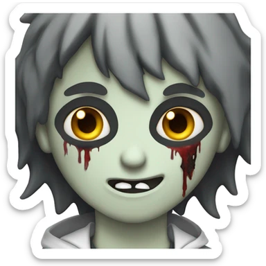 teen boy zombie with dark hair and white shirt sticker