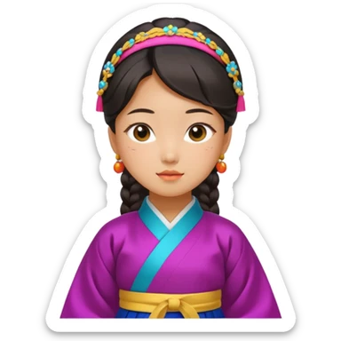 Asian girl wearing traditional Korean clothes sticker