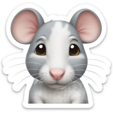 cute white and gray rat sticker
