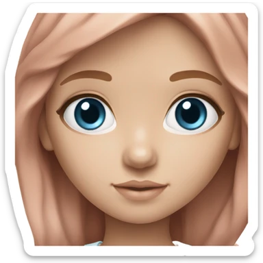 ocean blue doll eyes, brown auburn hair, feminine, pink, girl, angelic sticker