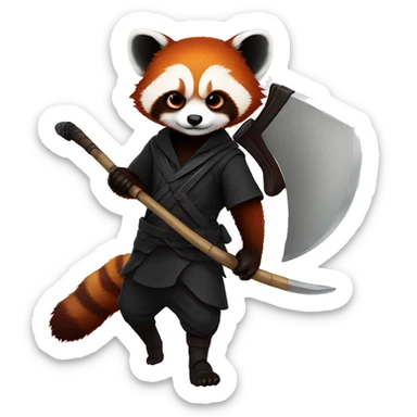 red panda as reaper with scythe sticker