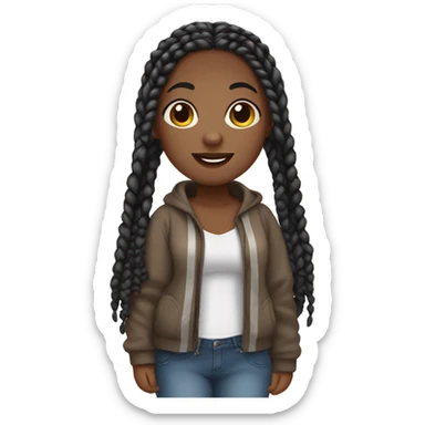 Chubby Black girl with box braids sticker