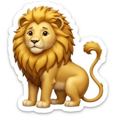 Create a single emoji of a Lion in full body, shown at a slight side angle in a natural, characteristic pose. Cute and stylized like an emoji, but clearly recognizable.
 sticker