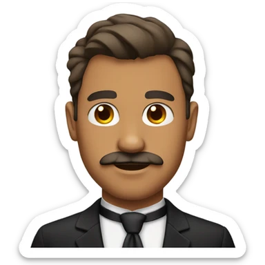 man in tux tan skin and mustache  sticker