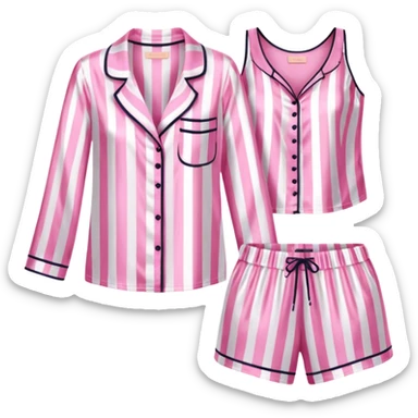 Striped pink and white silk Victoria’s Secret pajama set sticker