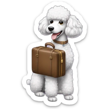 a poodle with a luggage on his hand sticker