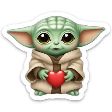 Baby yoda with Little heart sticker