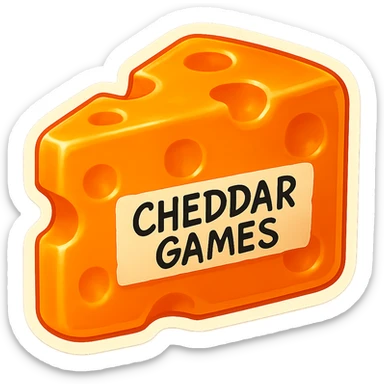 Brighten the tape on the side of the clear, translucent orange block of cheddar cheese (with Swiss cheese holes) so it is closer to white or a very light tan. Keep the hyper-detailed, retro, 90's toy plastic texture, soft reflections, and gummy-like translucency. The tape should still have 'CHEDDAR GAMES' written in a sharp, messy style. No background, preserve the glowing, appealing, high-quality look. sticker