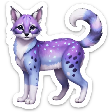 Colorful black-violet-indigo-purple-gradients nebulae nebula starry galactical shiny white-stars-spotted glorious iridescent divine exotic cute cool beautiful realistic caracal-civet-sergal-vernid-Trico-animal-Fakémon-hybrid-fursona (full body) sticker